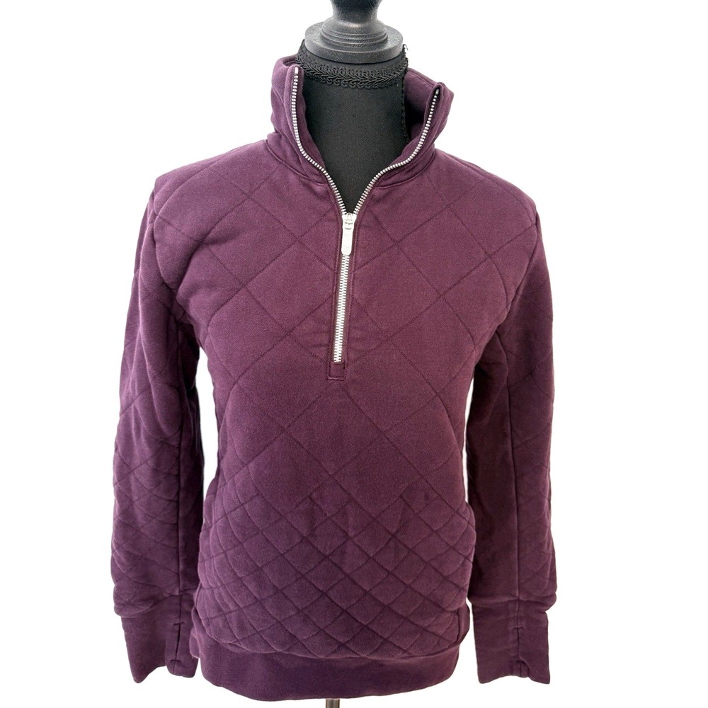 Lululemon‎ Quilted Quarter Zip Pullover Plum Purple Size 2 Thumbholes Activewear